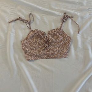 Pink with white flowers crop top, size small